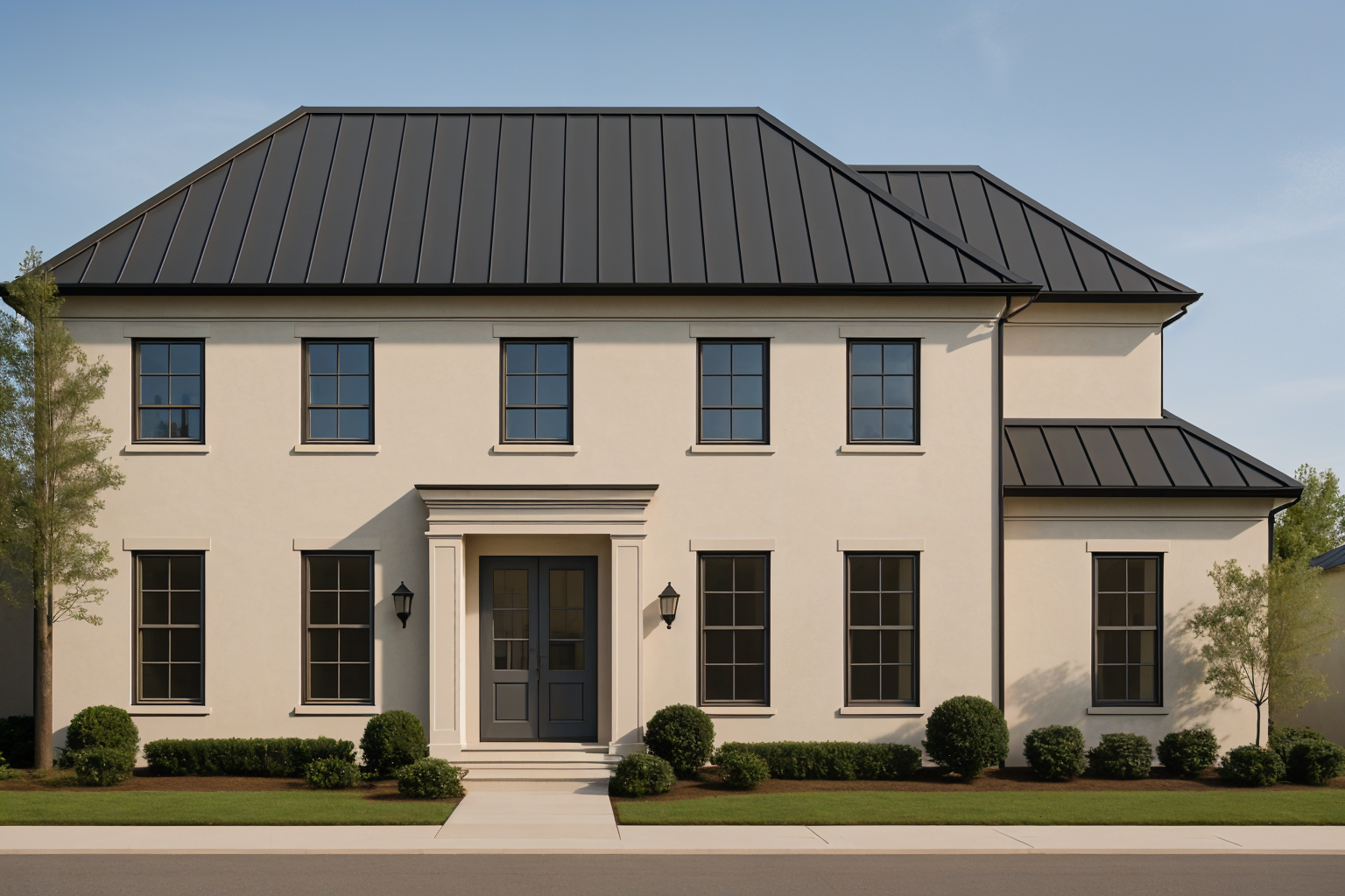 Floor plan and front elevation of the Jordian by Hyden Design Group, a 4,107 sq ft modern colonial home with 4 bedrooms, 3.5 baths, 2 living areas, and 3-car garage.