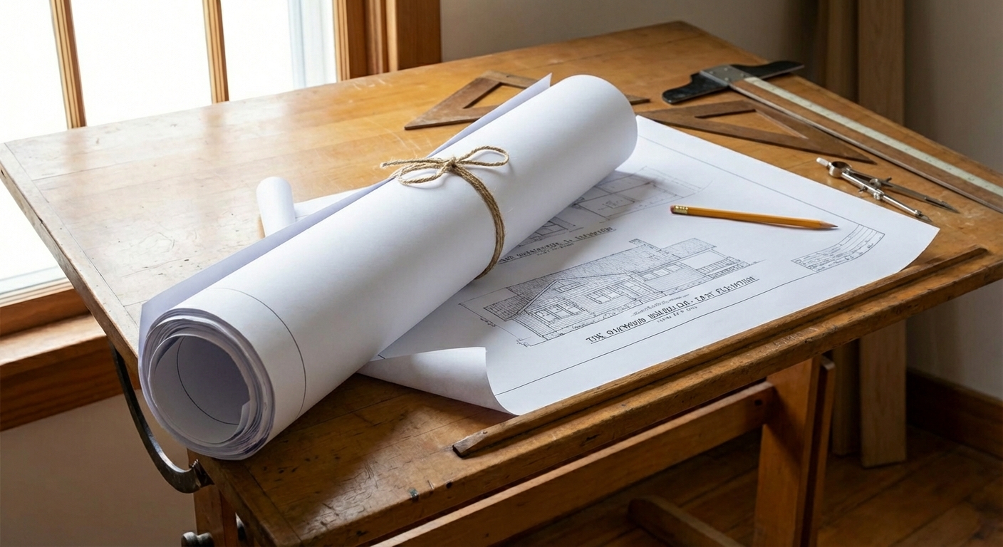 Elegant blueprint roll designed by Hyden Design Group.