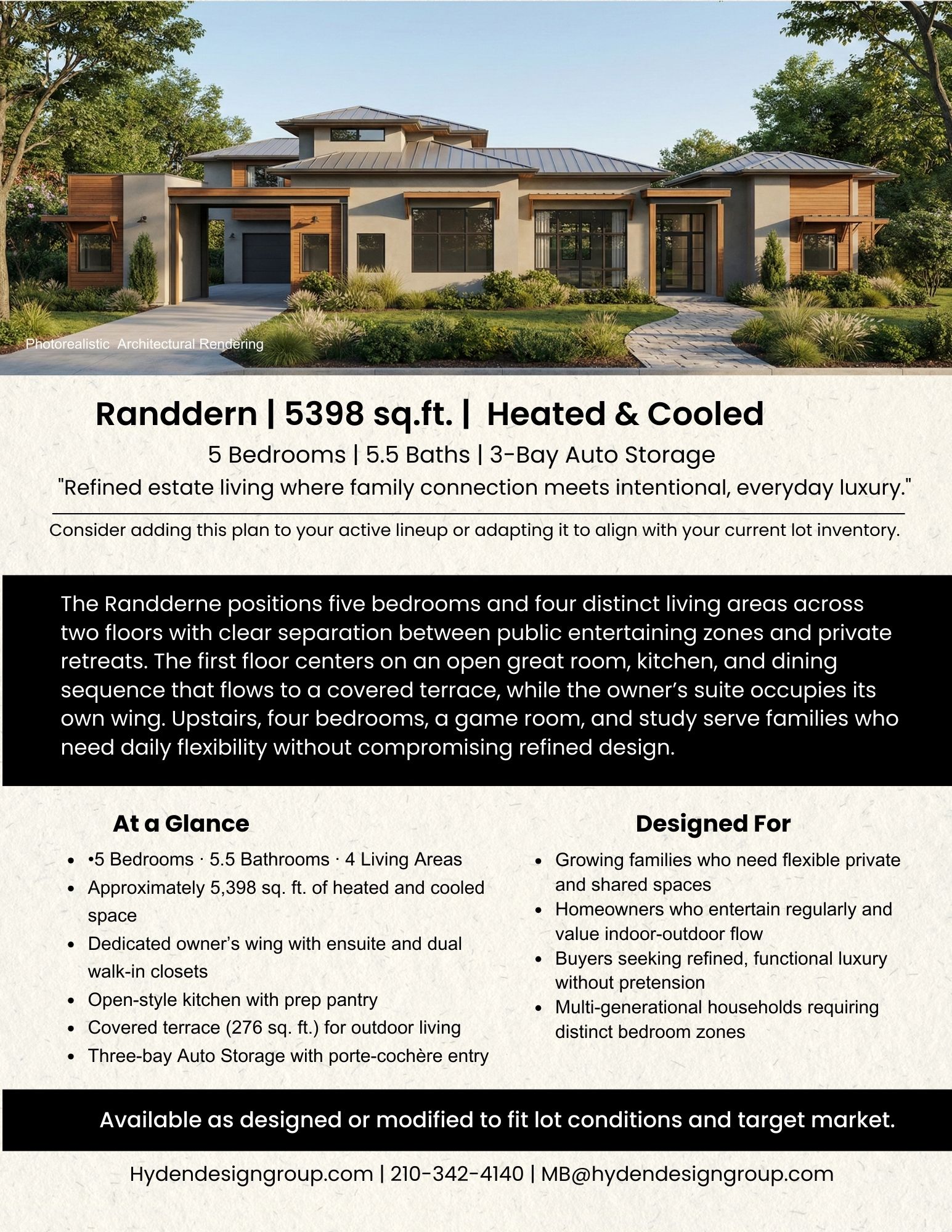 Modern home + Metal roof and large windows designed by Hyden Design Group.